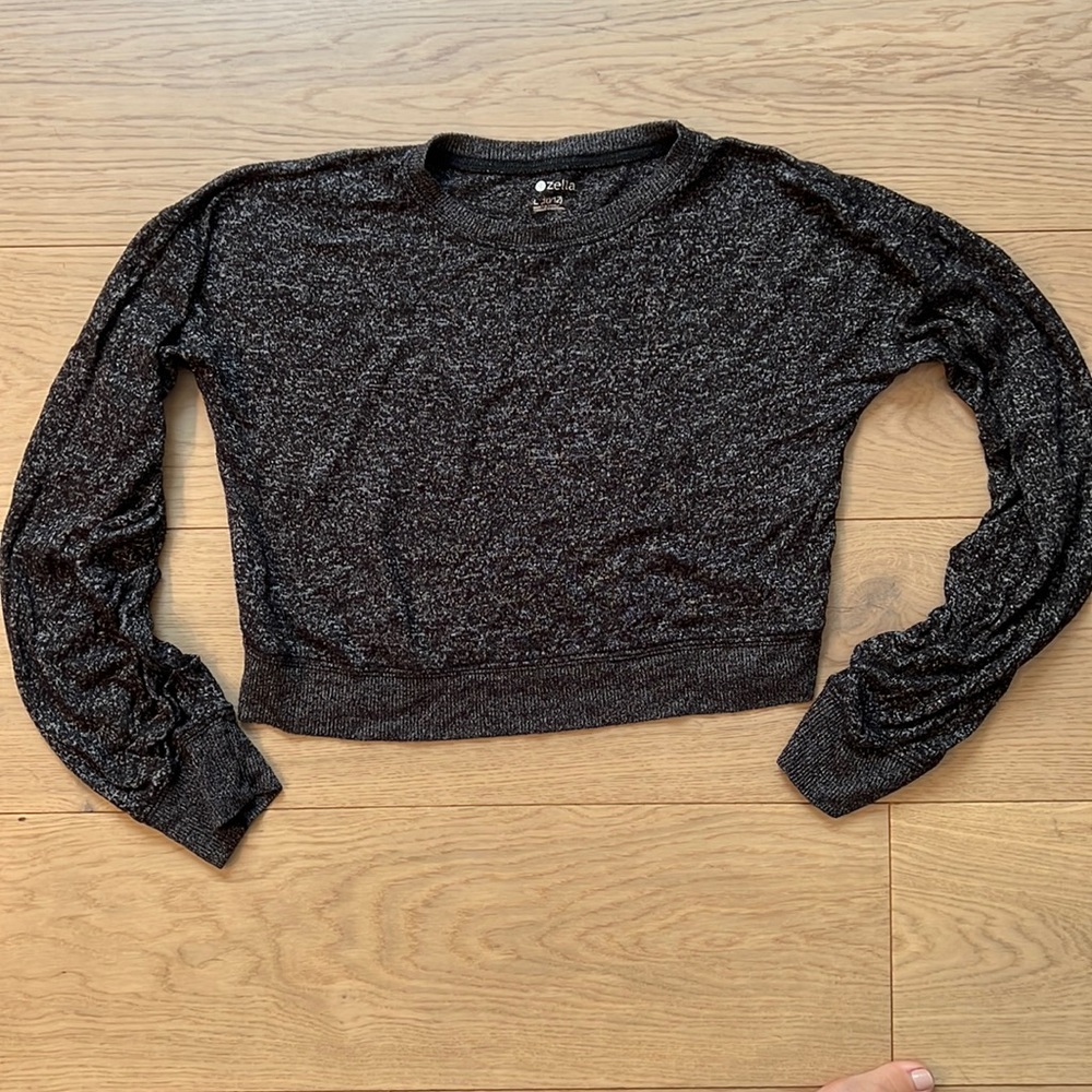 Zella girl Ruched Sleeve Soft Active Lounge Sweatshirt 10/12